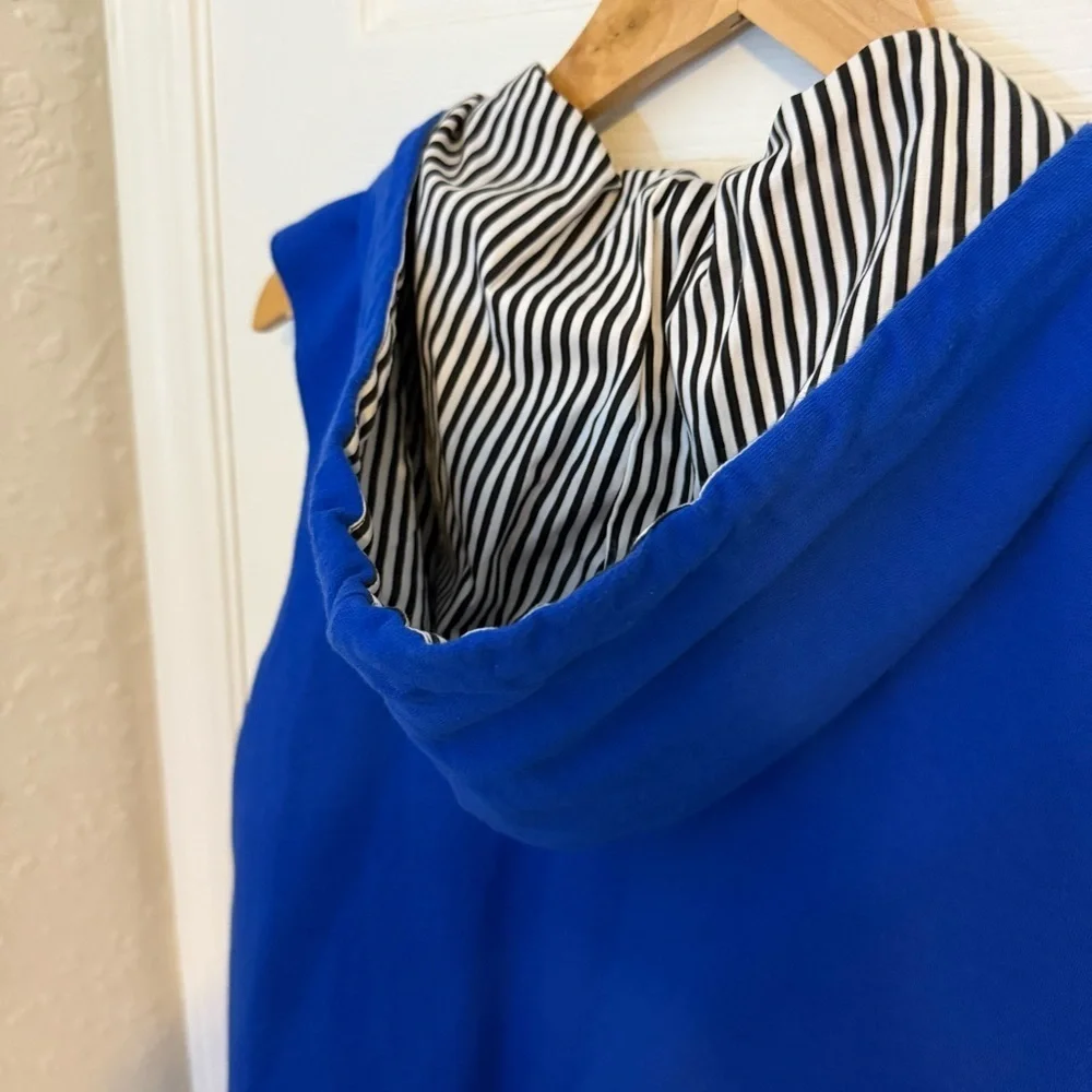 Mandal Bay Full Zip Sleeveless Vest Blue Embroidered Hooded Vest 100% Cotton SP - Picture 5 of 7